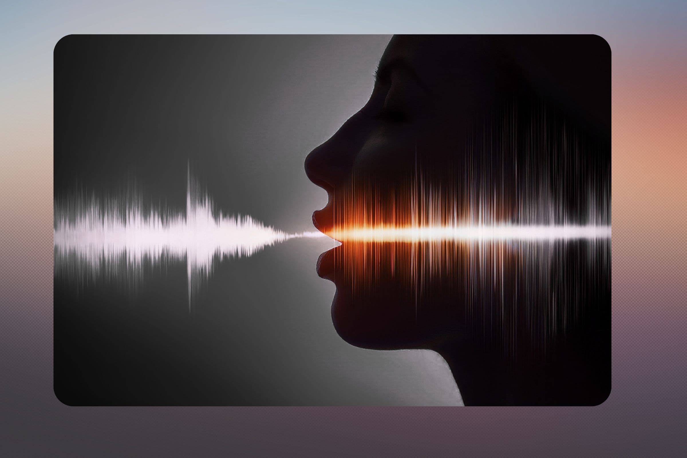 A face in profile with a sound wave coming from the mouth